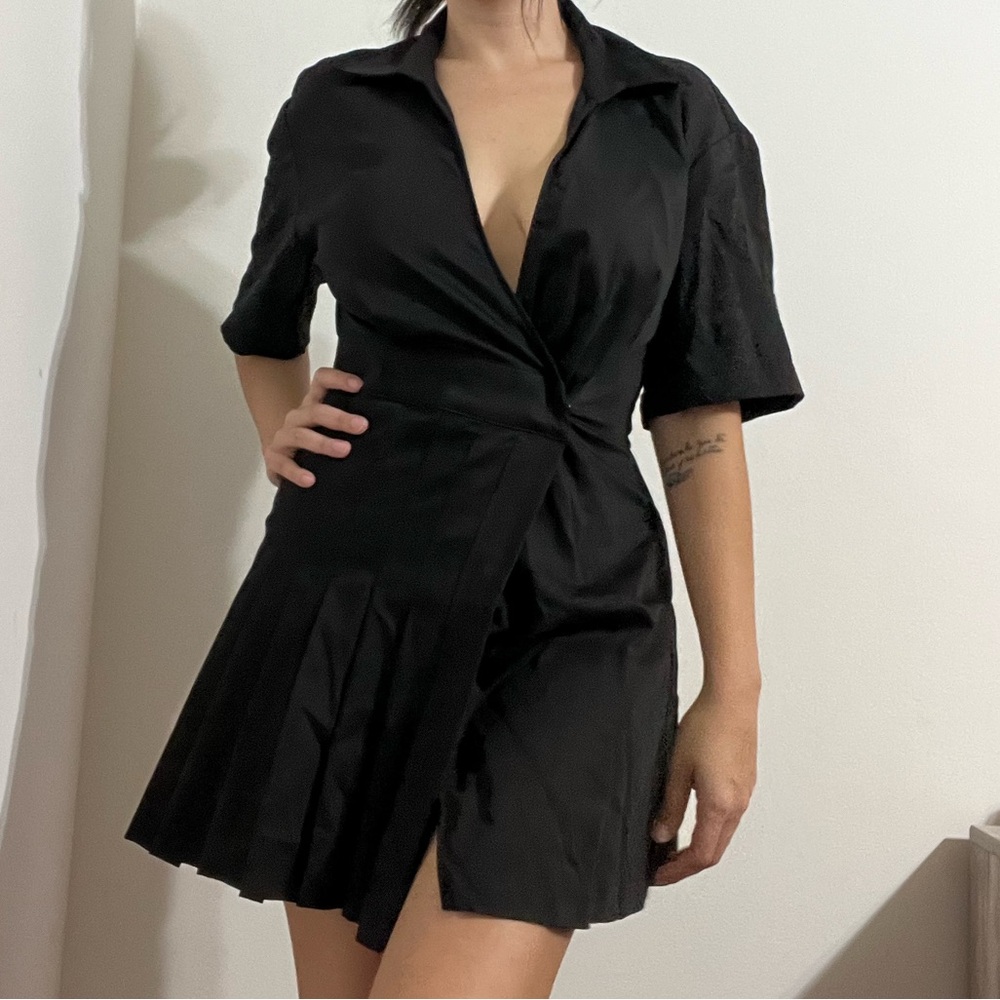 Zara black pleated dress xs